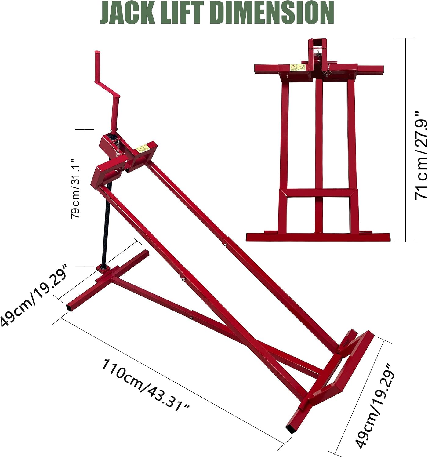 Lawn Mower Lift Jack, 890 Lbs Weight Capacity, Riding Lawnmower Lift for Garden Tractors and Lawn Mowers, Tractor Side Lift with Manual Handle & Power Tool Extension Handle