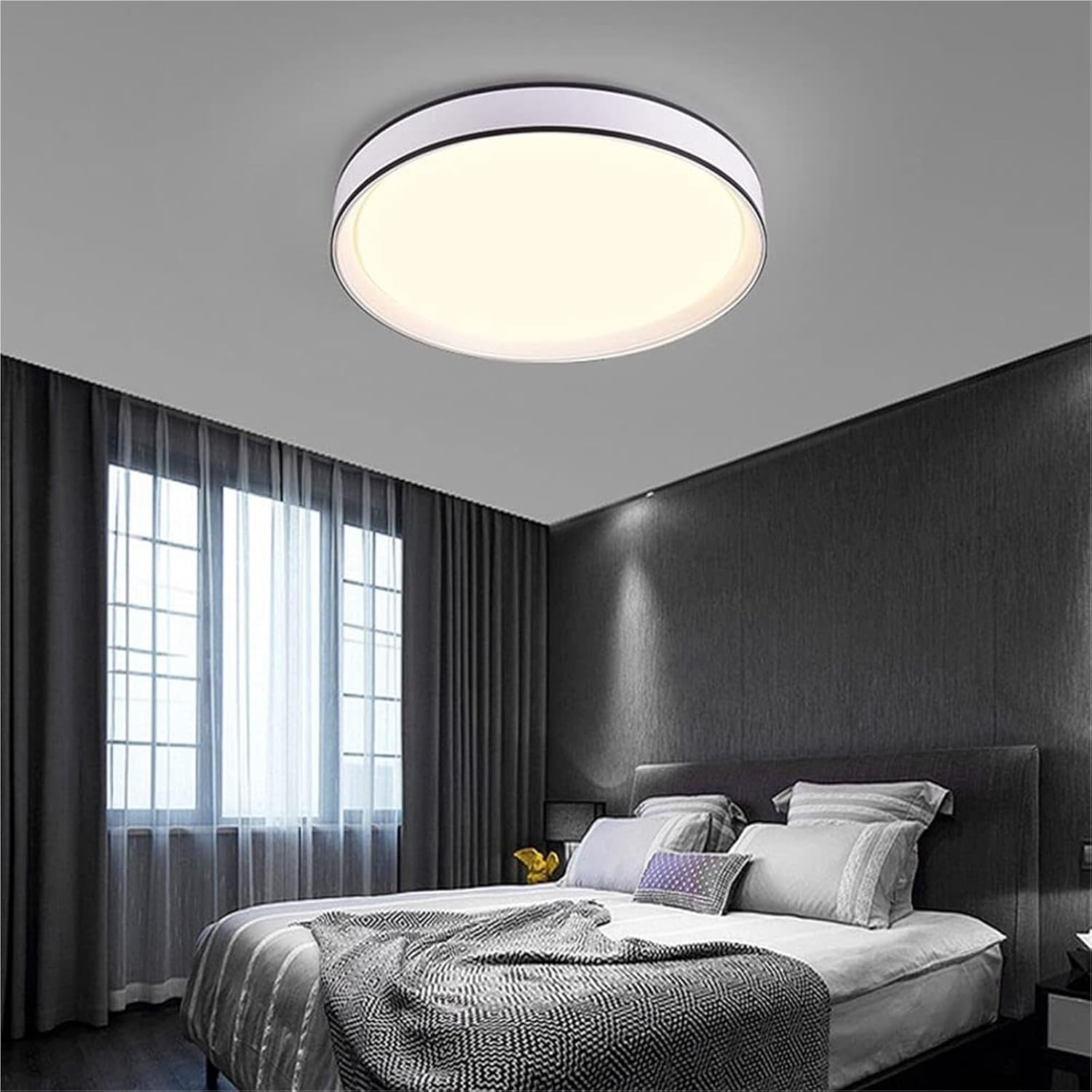Modern Simple LED Ceiling Light, Dimmable Wrought Iron Ceiling Lamp for Bedroom Living Room Dining Room Lighting Fixtures(White)