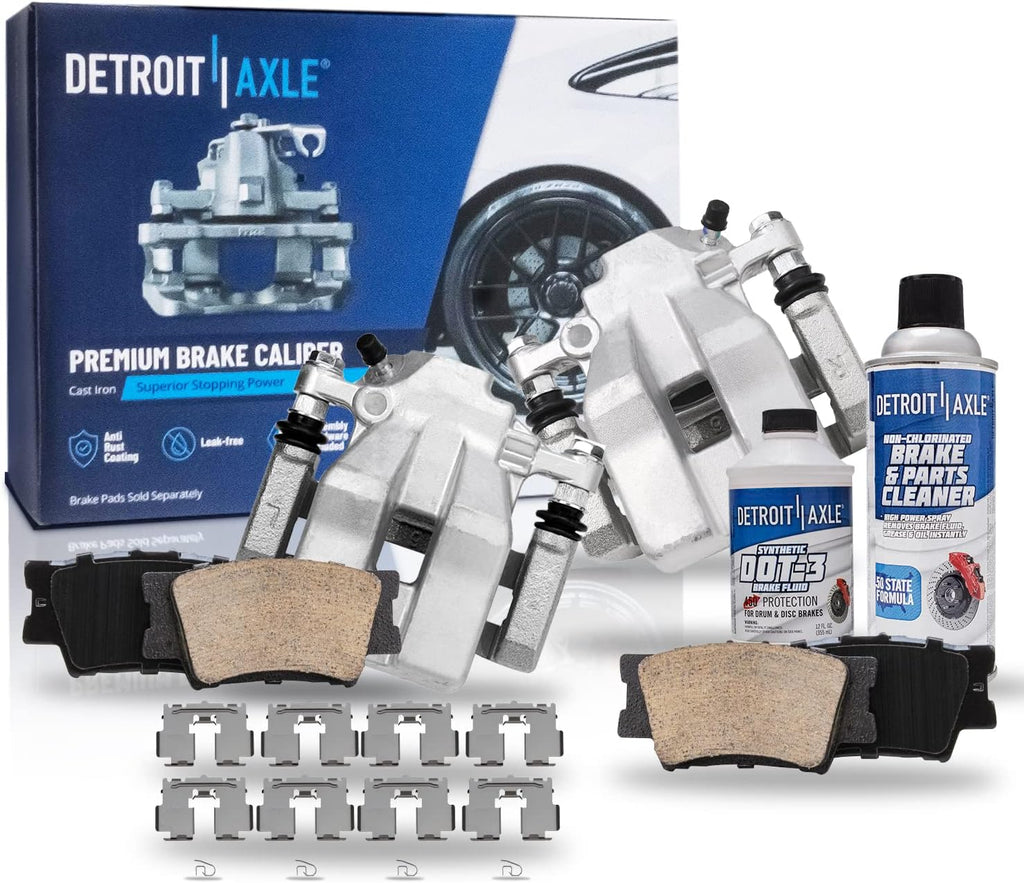 Detroit Axle - Rear Disc Calipers and Ceramic Brake Pads Kit Replacement for 2010 2011 2012 Lexus HS250h - 6pc Set