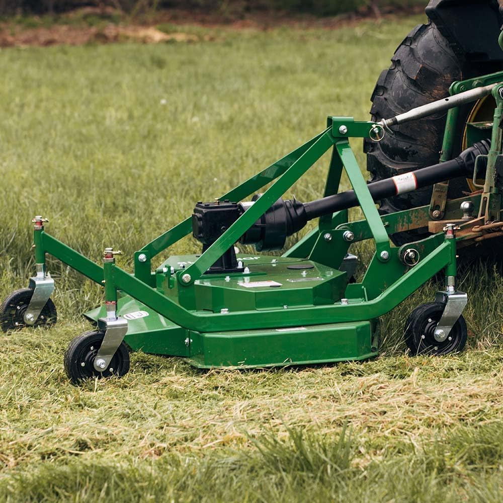 Titan Attachments 3 Point PTO Finish Mower, 60' Cutting Width, Category 1 Hitch, Rear Discharge, Requires 25-40 HP Tractor, Low-Noise Cast Iron Gearbox, Green Finish