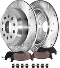 Detroit Axle - Rear Brake Kit for Jeep 2018-2023 Wrangler 13.46' inch Drilled and Slotted Disc Brake Rotors Ceramic Brakes Pads 2019 2020 2021 2022 Replacement
