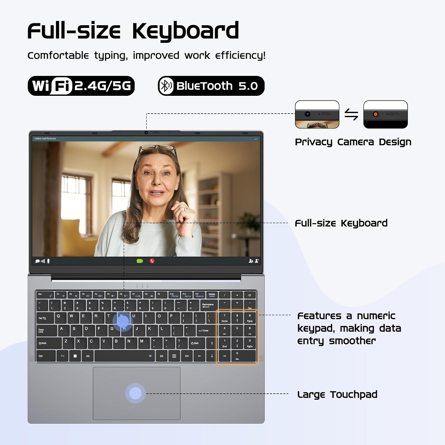 15.6' Laptop Computer 2-in-1,Win 11 Pro 8GB RAM 256GB SSD Core m3 8100Y(up to 3.40 GHz),MS Office 365 Ultra-Thin,FHD Touchscreen, Wi-Fi 5, BT5.1, RJ45,Backlit Keyboard (8GB RAM 256GB SSD)