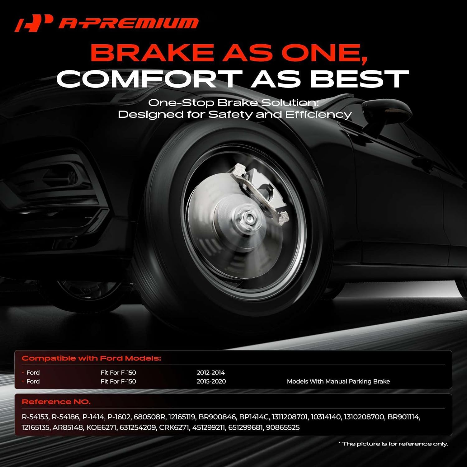 A-Premium Front Vented & Rear Solid Disc Brake Rotors + Ceramic Pads Kit Compatible with Select Ford Models - For F-150 2012 2013 2014 2015 2016 2017 2018 2019 2020, 12-PC Set