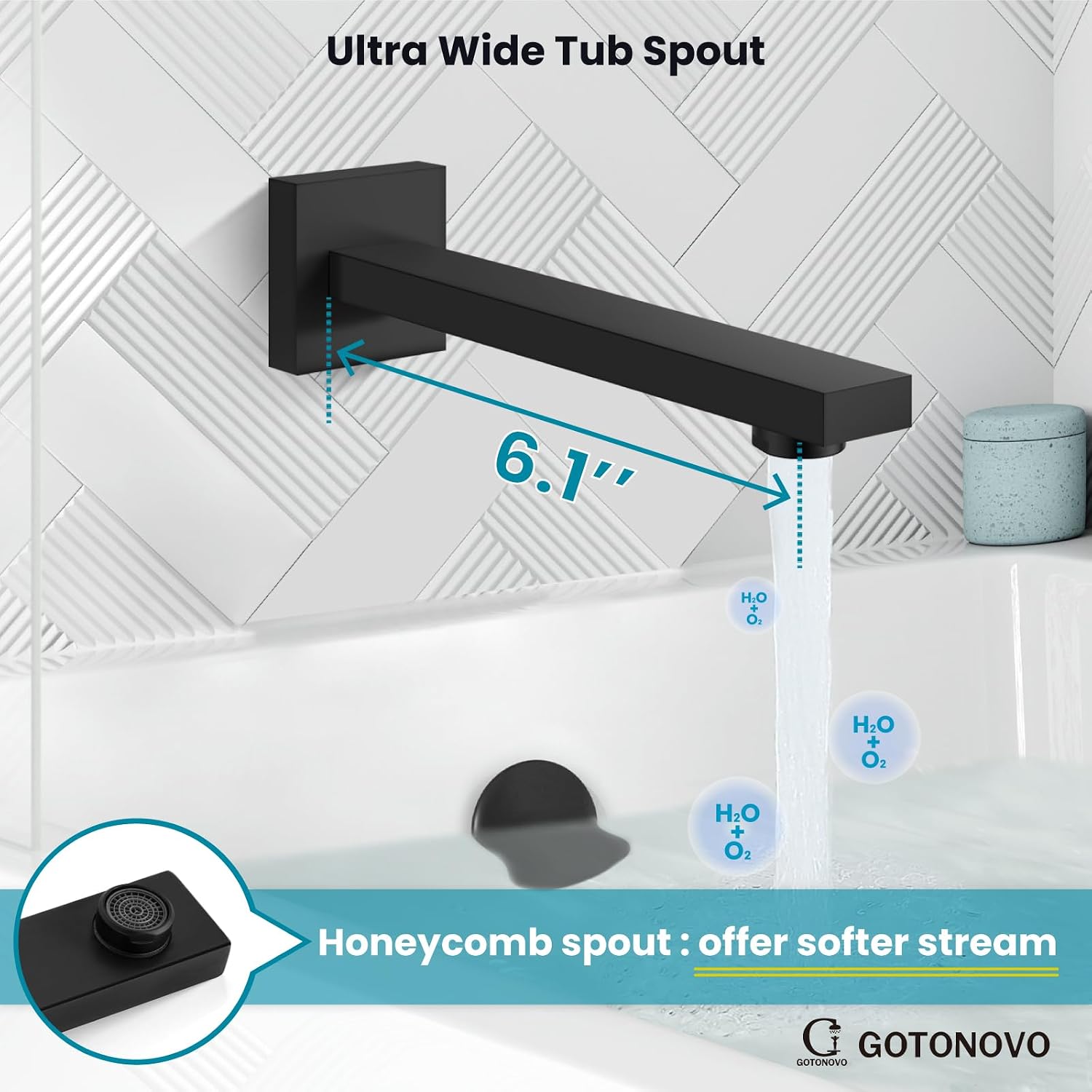 gotonovo Shower System with Tub Spout Wall Mounted Rain Shower Head and Handle Combo Shower Faucet Set with Valve, 8 Inch, Matte Black