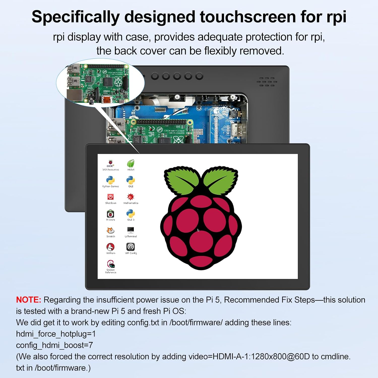 10.1 Inch Touchscreen Monitor - 1920x1200 HDMI Touch Screen Monitor, 10-Point IPS 16:10 Rpi Screen Display for Pi 5/4/3/2/Zero/B/B+ Win11/10/8/7 W/VESA,Speaker,Fan,Stand Driver-Free