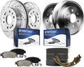 Detroit Axle - 8pc Brake Kit for 2005-2008 Chevy GMC Silverado Sierra 1500, 12.99' inch Front Drilled Brake Rotors Ceramic Brakes Pads Rear Brake Drums Brake Shoes 2006 2007 Replacement