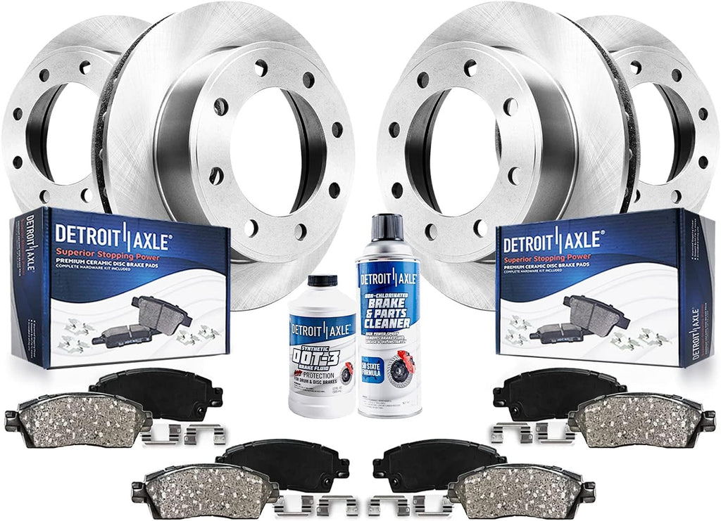 Detroit Axle - Brake Kit for Chevy Silverado 3500 HD 16-19 GMC Sierra 3500 HD, 13.98' inch Front and Rear Disc Brake Rotors Ceramic Brakes Pads with Hardware 2015 2016 2017 2018 2019 Replacement