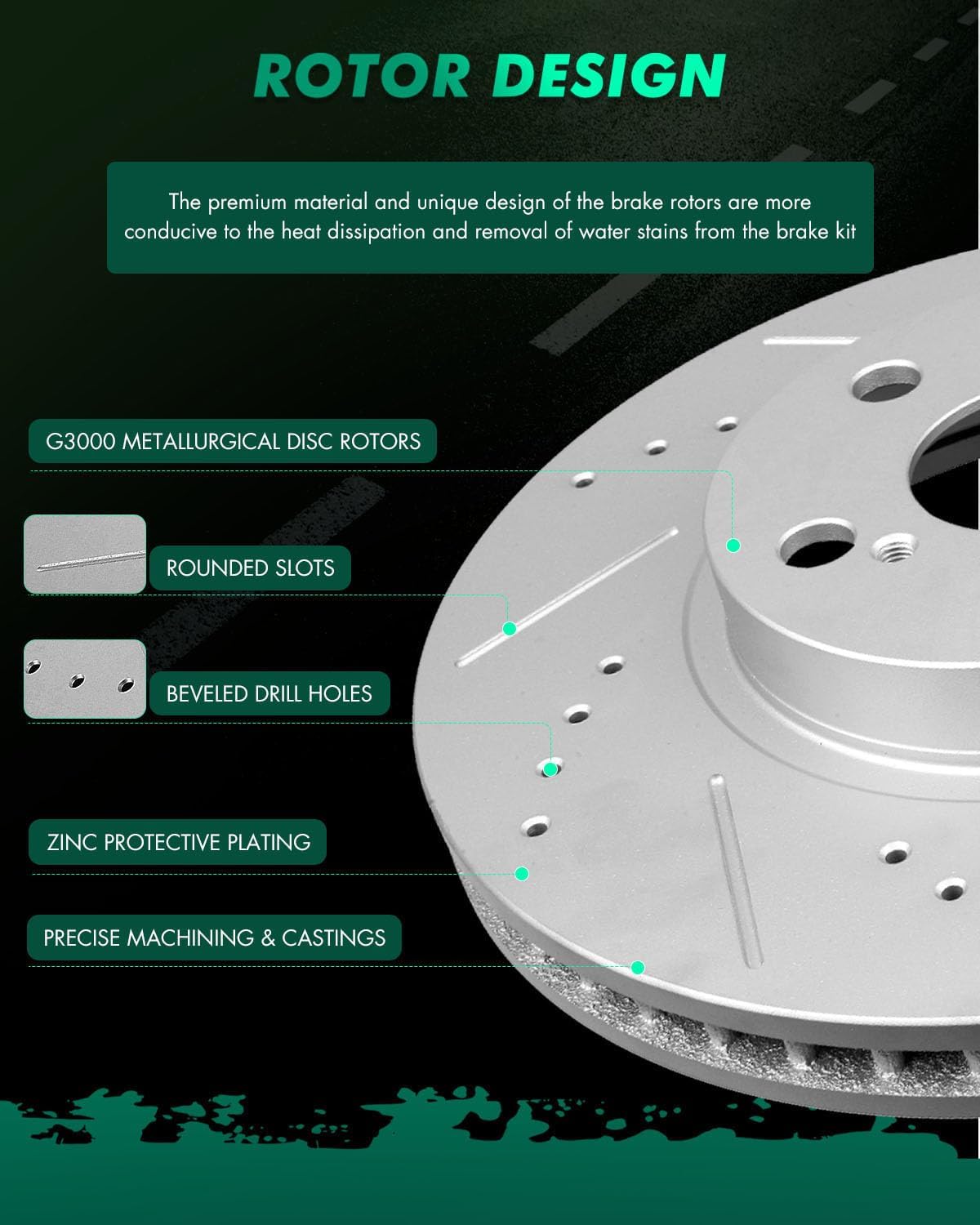 SCITOO Front 10.83' Rear 10.59' Brake Pads and Rotors Kits Fit For Scion tC 2005 2006 2007 2008 2009 2010