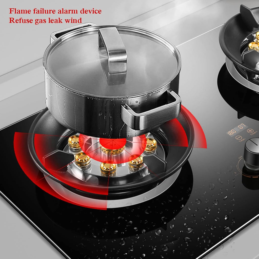 Countertop/Built-in Gas Cooktop,17742 BTU Tempered Glass Gas Cooktop 2 Burners,Flameout Protection,Suitable for Apartments,Indoor(LPG)(NG) (Size : NG)