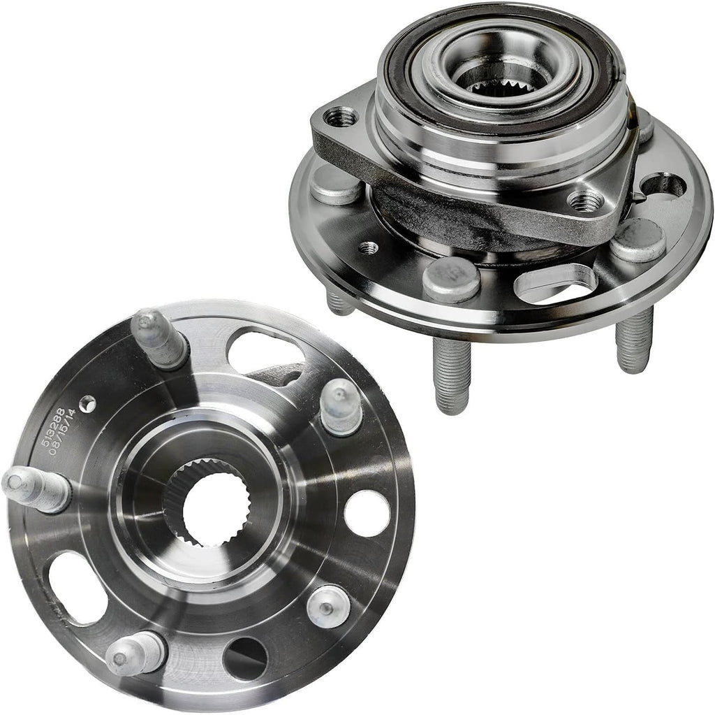 Detroit Axle - Rear Brake Kit for Buick Allure Regal Lacrosse Cadillac XTS Chevy Impala Malibu, Drilled Slotted Brake Rotors Ceramic Brake Pads Wheel Bearing Hubs Wheel Lug Nuts Socket Key Replacement