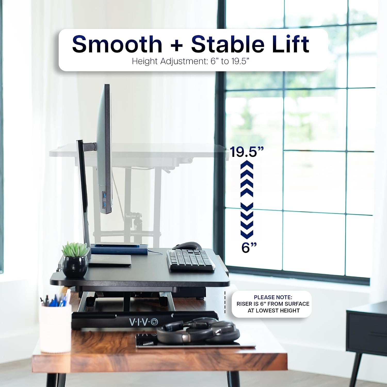 VIVO 36 inch Height Adjustable Tilting Stand Up Desk Converter, Quick Sit to Stand Single Top Keyboard Riser, Laptop Workstation, Drafting Table, Ergonomic Typing, Black, DESK-V036T