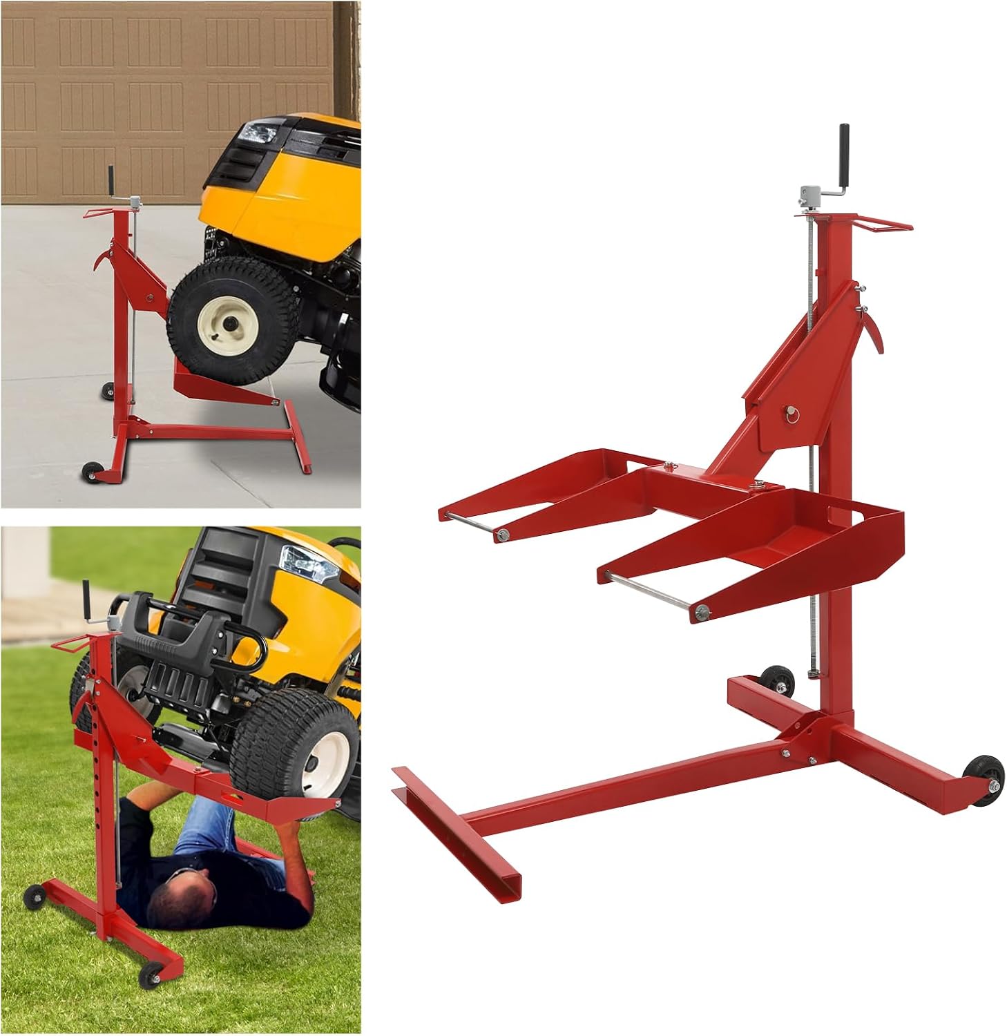 Lawn Mower Lift, 29 Inch Lawn Mower Lift Tool Adjustable Movable Lawn Mower Lift Solid Carbon Steel Lawnmower Lifting Machine for Riding Lawn Mower, Zero Turn Lawn Mowers (450lbs Regular)
