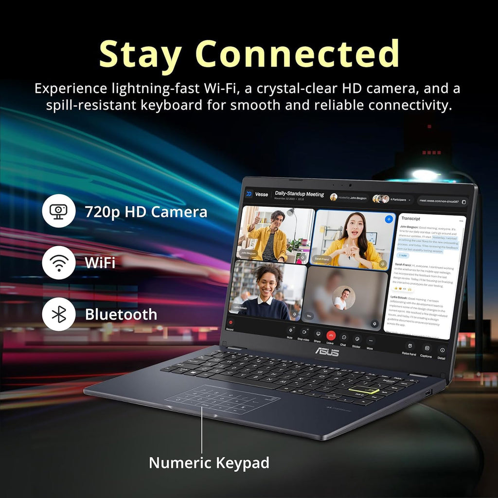 ASUS Vivobook go 14' FHD Laptop, Intel Pentium N6000 (Up to 3.30GHz), 4GB RAM, 64GB eMMC, Thin & Light, NumberPad, Webcam, HDMI, Wi-Fi, Win 11 Home in S Mode (Renewed)
