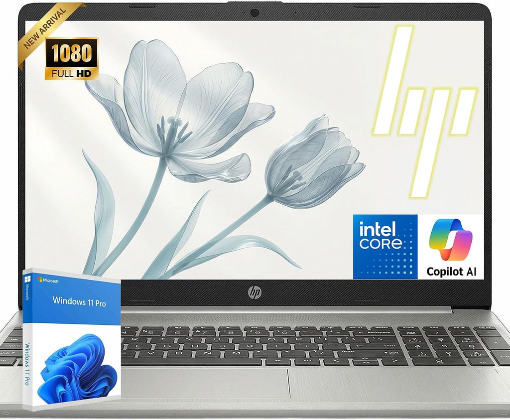 HP 15.6' Business&Student Laptop Computer, 2025/2026 Edition, Copilot AI, Intel Dual Core Processor Series, 16GB RAM, 1TB SSD, Ethernet & SD Card Reader, Up to 9 Hours Battery Life, Windows 11 Pro