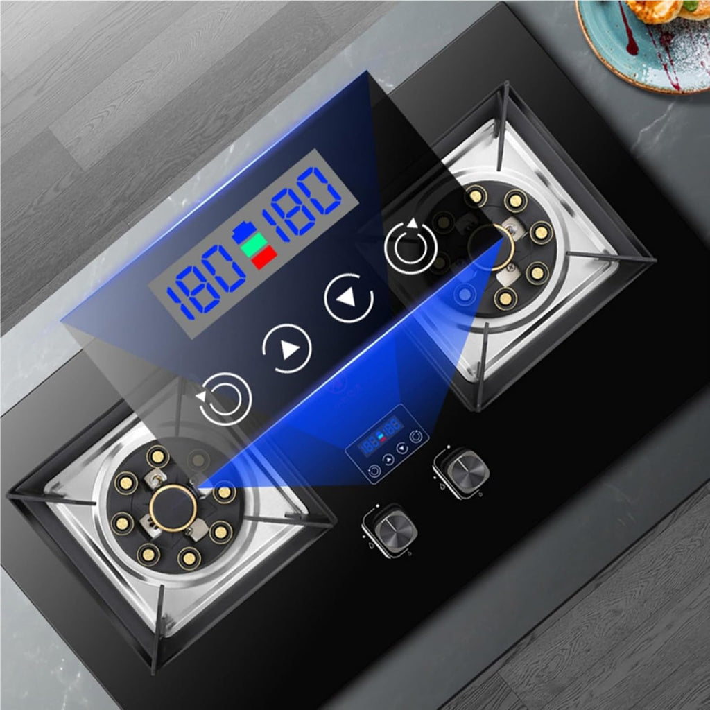 Tabletop/built-in Gas Stove,17760 BTU LPG/NG Tempered Glass Gas Cooktop 2 Burners,Flameout Protection,Suitable for Home and Commercial Use (Size : LPG)