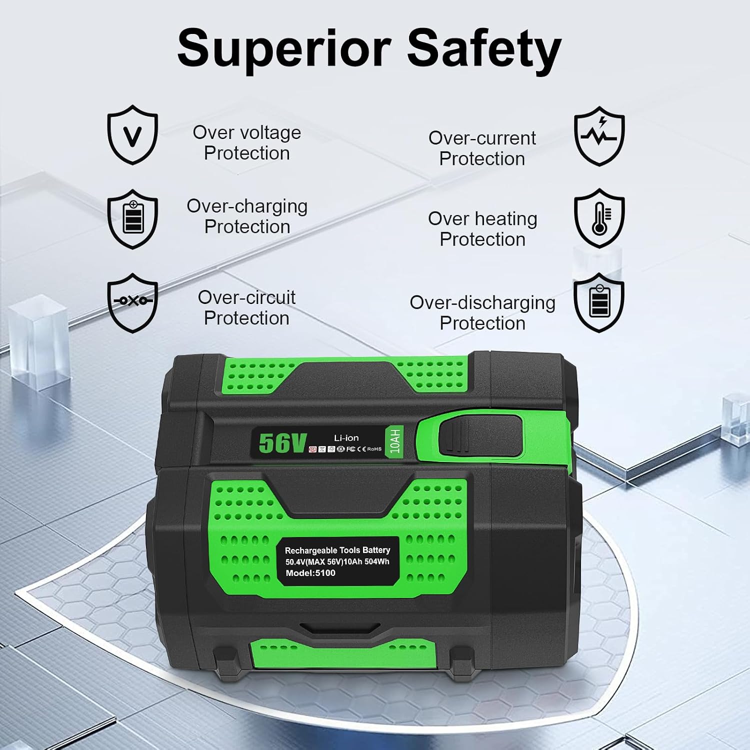 10000mAh Replacement for EGO 56V Power+ Battery,High Capacity (BA5600T)