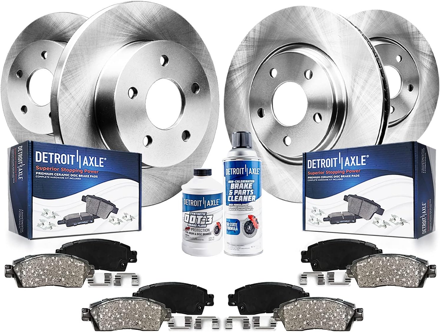 Detroit Axle - 2.5L Brake Kit for 2021-2024 Genesis G80, 2022-2025 GV70, Disc Brakes Rotors Ceramic Brake Pads with Hardware Replacement: 13.58' inch Front and 12.80' inch Rear Rotors