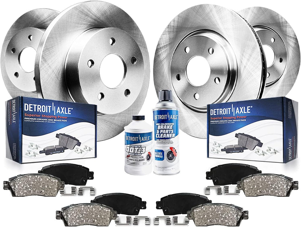 Detroit Axle - Brake Kit for 05-10 Jeep Grand Cherokee, 06-10 Commander Replacement 2005 2006 2007 2008 2009 2010 Disc Brake Rotors Ceramic Brakes Pads Front and Rear