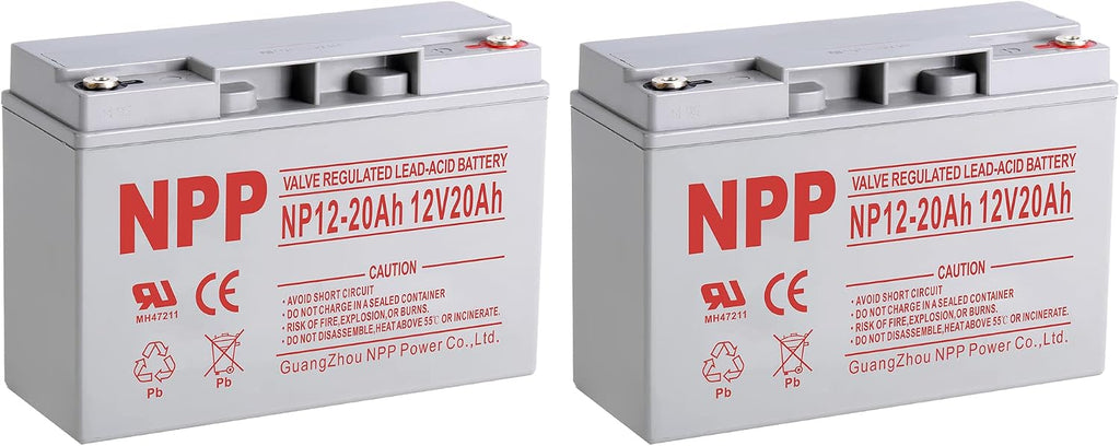 NPPower NP12-20Ah (T12 2 Pcs) Sealed Lead Acid 12V 20Ah Deep Cycle Battery T12 Terminals Replace for Security Systems, Solar System,ZB-12-20, 6-DZM-20, 6DZM20, Scooter Bike, HR22 and Dr Power 6-dzm-20