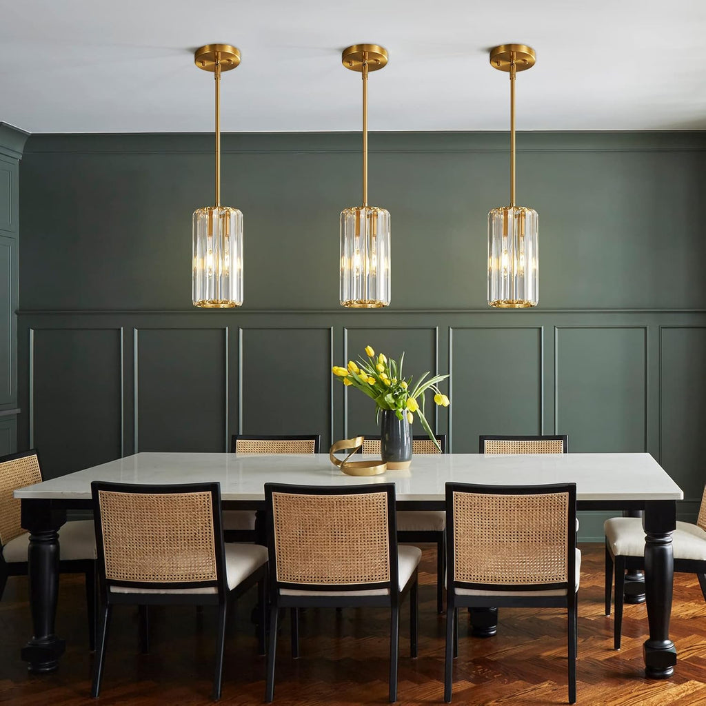 Gold Pendant Lighting Modern Pendant Light Mini Crystal Chandeliers Adjustable Pendant Light Fixture for Kitchen Island Dinning Room Corridor Bedroom(Gold 2-Pack)