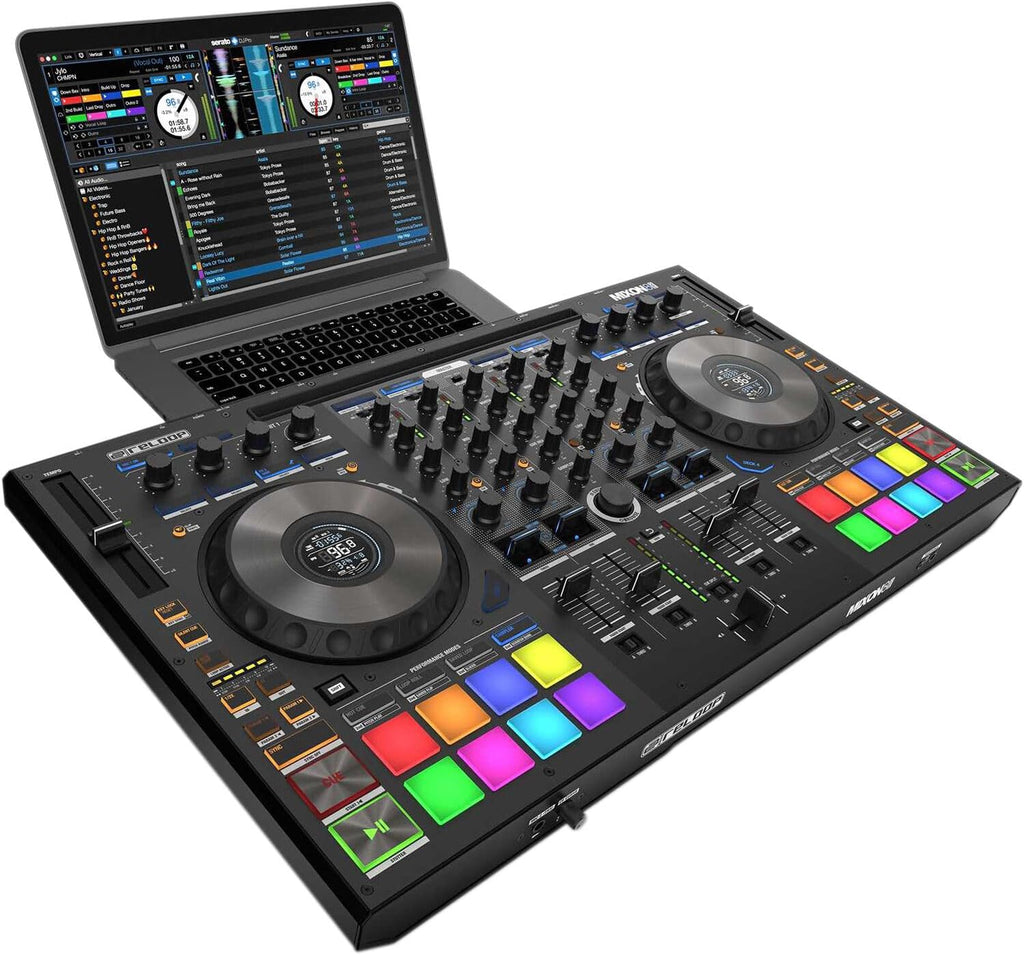 Reloop Mixon 8 Pro DJ Controller for Serato DJ with Essential Cables for Connecting to DJ Controllers and StreamEye Polishing Cloth