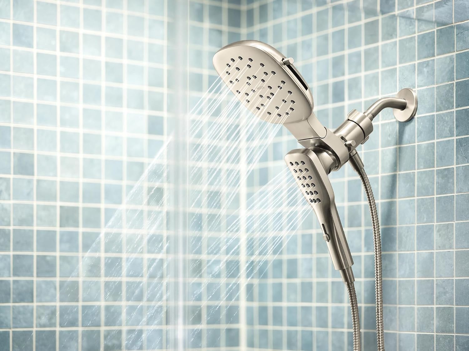 Moen Verso Eco-Performance Infiniti Dial Square Rain Shower Head with Detachable Hand Shower Combo, 7-Inch Spray Head, Brushed Nickel, 220C5EPBN