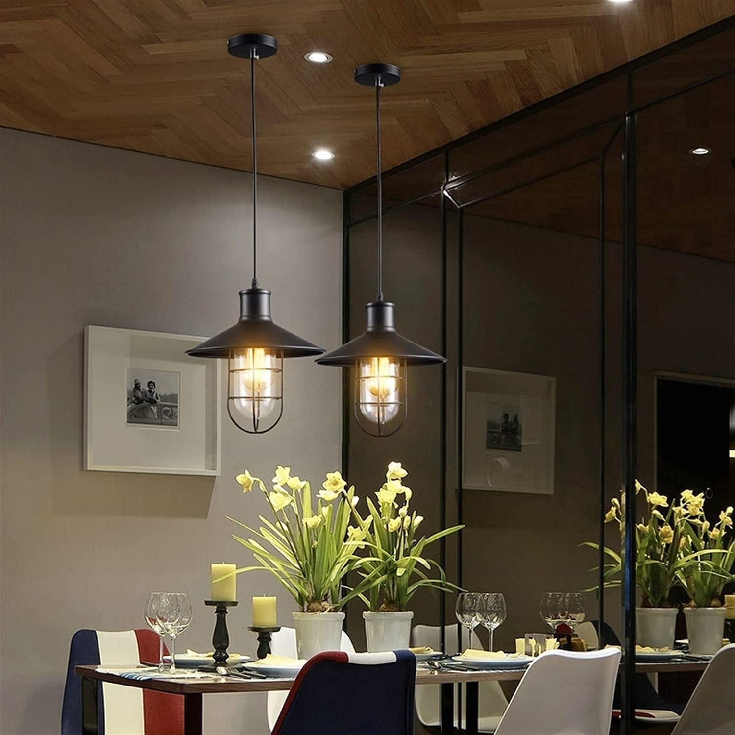 LED Modern Chandelier Lamp, Pendant Lights - Industrial Chandelier LOFT Retro Pendant Lights Black Wrought Iron Classic Barn Lighting Fixture,Pendant Lighting Ceiling Chandelier