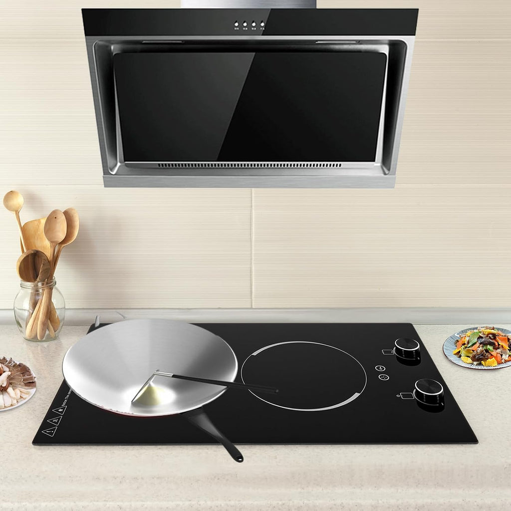 Induction Cooker 2-Head 2100W Touch-Control 9 Power Gears Electric Cooktop Adjustable Temperature & Timer Setting Countertop & Built-In Ceramic Cooker For Kitchens