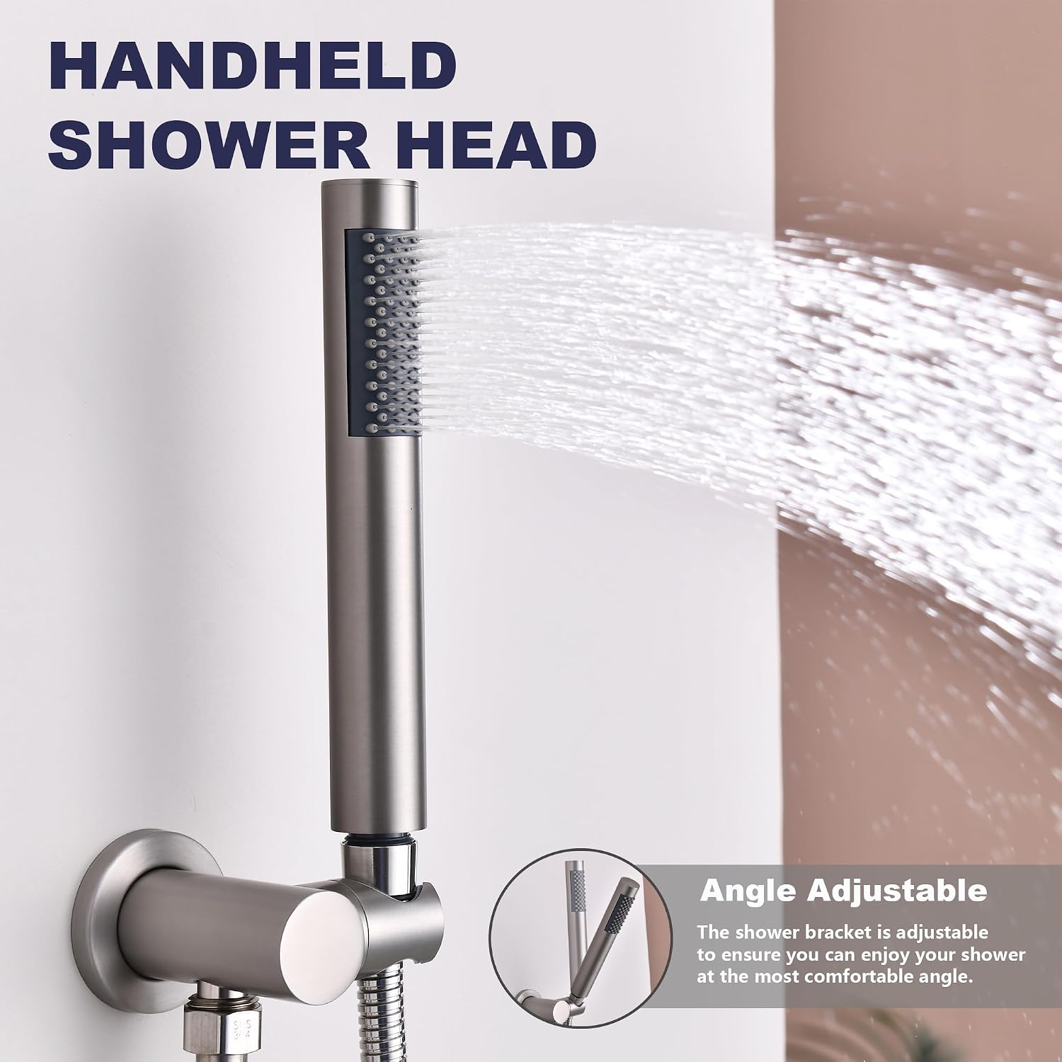 Shower System, Shower Faucet Set, 8' Rainfall Shower Head and Handheld Spray Combo, Round Shower Head and Handle Set with Valve and Trim Kit, Brushed Nickel