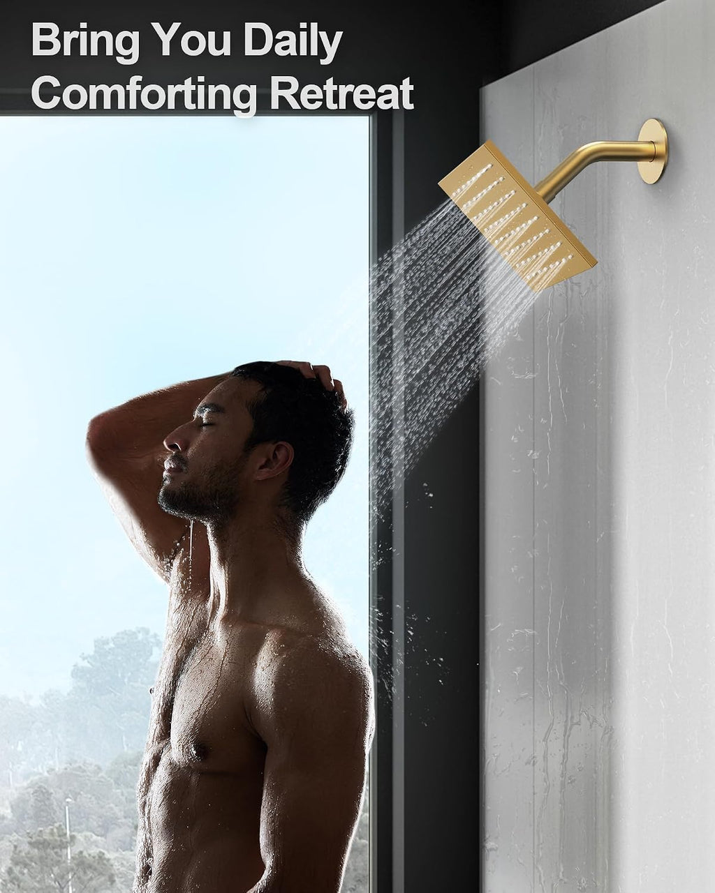Brushed Gold 3-Function Shower System with 10' Rainfall & 6' Secondary Shower Head, Handheld Combo Set, Wall Mounted cUPC Certified Pressure Balance Valve