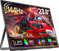 23.8'' QLED Portable Monitor 144Hz Gaming Monitor, 145%sRGB | 2000:1 | FreeSync Built-in Adjustable Stand, Speaker and VESA, USB-C HDMI Large Second Screen for Laptop, Mac-book, PC, Game Console
