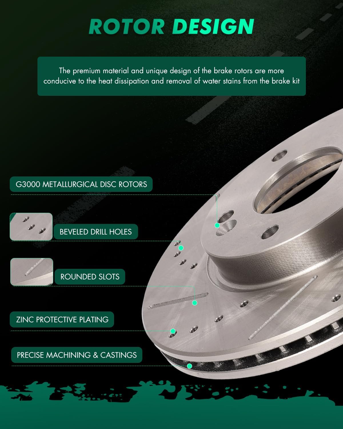 SCITOO Brake Kits for Hyundai for Elantra GT for Coupe for Veloster for Kia Forte Koup for Forte5 Front Rear Drilled & Slotted Disc Brakes Rotors and Ceramic Brakes Pads 31584;31603;D1543;D1544