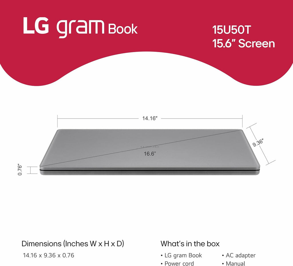 LG gram Book 15-inch Lightweight Laptop Computer, Intel Core i5-1334U Processor, Windows 11 Home, 8GB RAM, 256GB SSD - Titan Silver