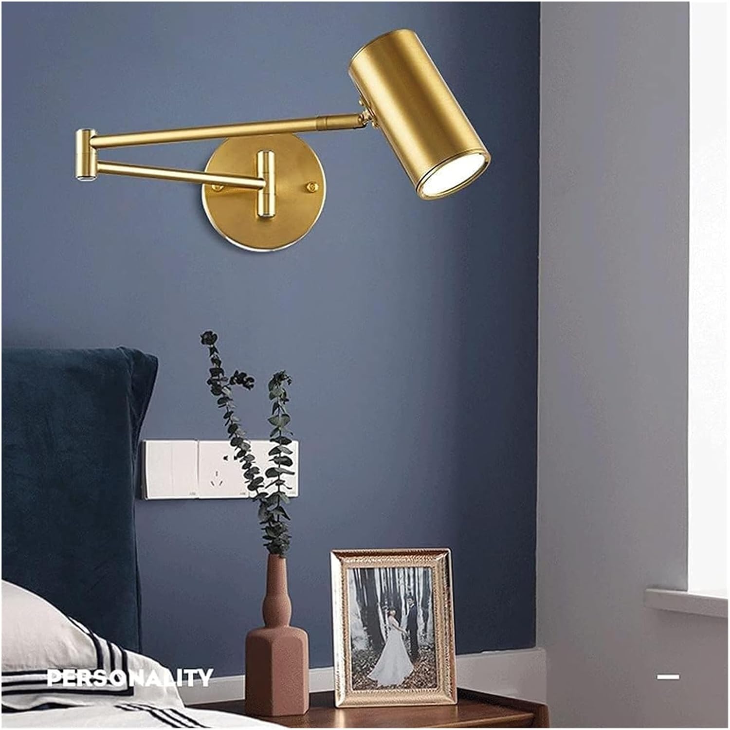 Wall Lamp Wrought Iron Folding Wall Sconce Lighting Fixture Gold Plating/Black Spray Paint Indoor Post-Lighting Fixture for Bedroom Bedside Living Room Corridor Balcony Aisle ,Crystal Vanity Lighting