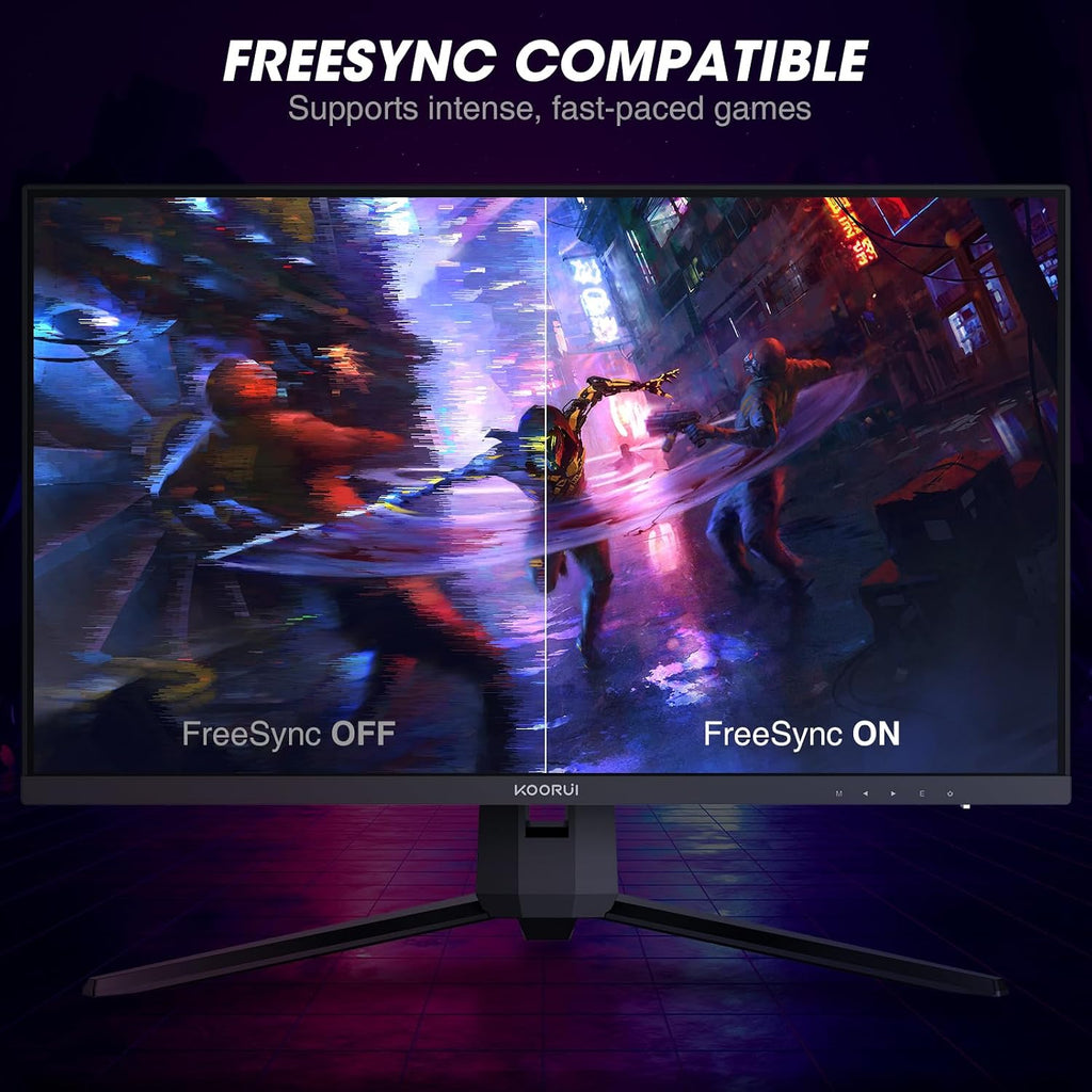 KOORUI 27-inch Gaming Monitor 144Hz QHD(2560 x 1440p) 2K, 1ms, DCI-P3 90% Color Gamut, Adaptive G-Sync, FreeSync Premium, HDMI x 2, DisplayPort, 27E1QA