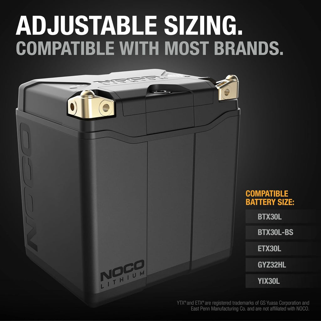 NOCO Lithium NLP30: Ultra-Light 12V Lithium Powersport Battery – Group 30 – 8Ah – 700A Start Power – Intelligent BMS – UL Certifiedc