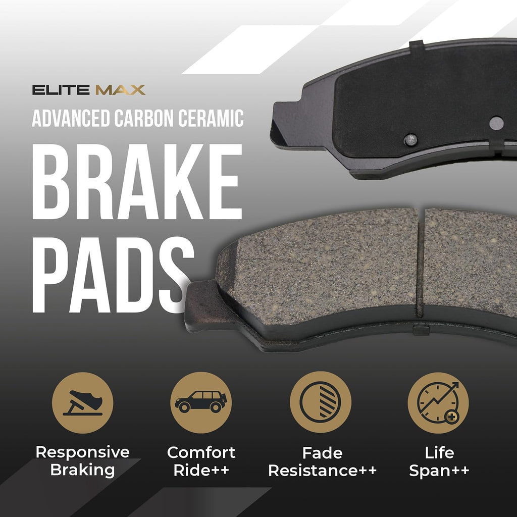 Max Advanced Brakes Front & Rear Brake Kit Compatible With 2011-2014 Nissan Murano Compatible With Infiniti QX70 Q70 Replacement Drilled Slotted Black Coated Disc Brake Rotors and Ceramic Brake Pads