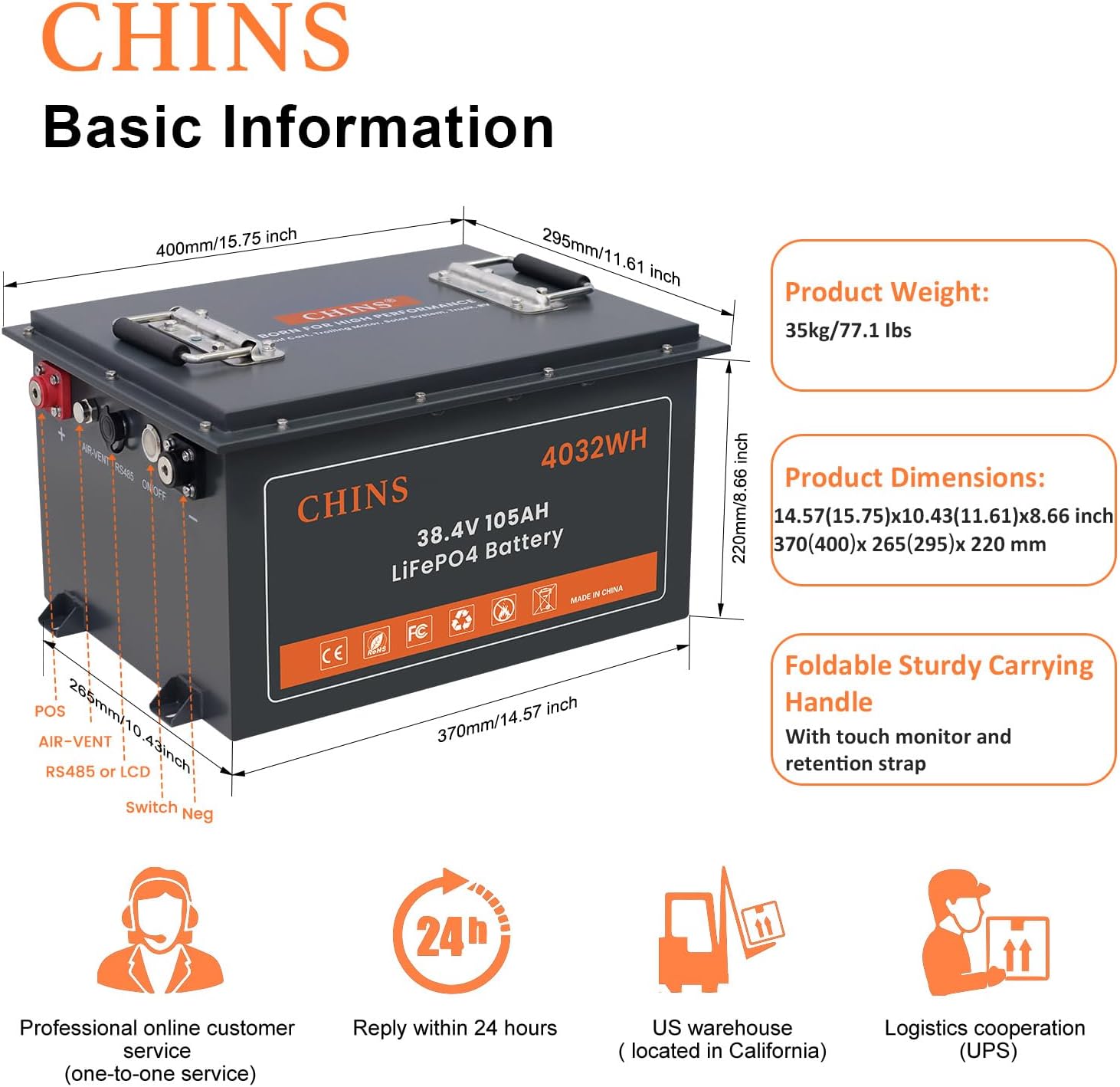 36V Lithium Golf Cart Battery, 200A BMS - 1000A Peak Current, with Touch Monitor & Mobile APP, 4000+ Cycles 36V 105AH Lithium Battery with 25A Charger, Perfect for Golf Carts, Trolling Motor