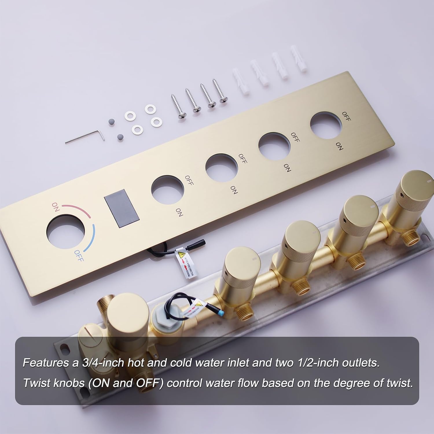 Brushed Gold Digital Display Shower System with 16X24 inch Ceiling Mounted Shower Head(Rain&Waterfall Modes), with Handheld Spray and 6 PCS Dual Modes Body Jet