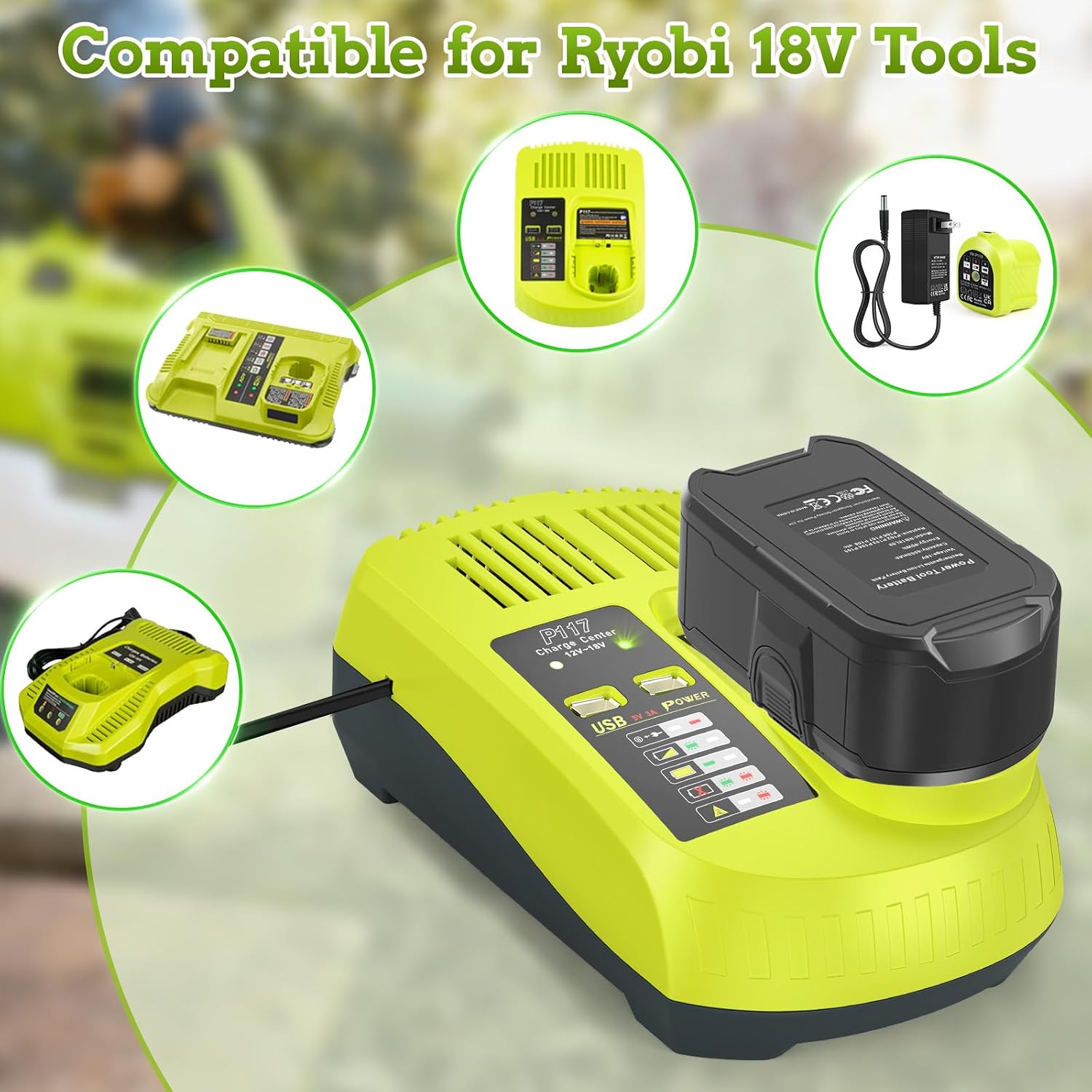6 Pack 6.0Ah 18V Lithium Battery Compatible for Ryobi RB18L50 P108 P102 P104 High Capacity Cordless Tool Batteries with LED Indicato