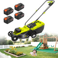 Cordless Push Lawn Mower with 40L Grass Box, 40V Battery Powered Grass Cutting Machine, 30mm/50mm/70mm Adjustable Cutting Heights, 4000mAh Battery, for Backyard Gardens, Lawns,Battery*4