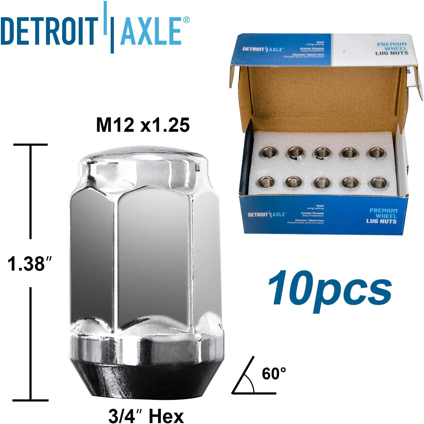 Detroit Axle - Front Brake Kit for Subaru Impreza Forester XV Crosstrek, Drilled & Slotted Brake Rotors Ceramic Brake Pads Wheel Bearing Hubs Wheel Lug Nuts Replacement