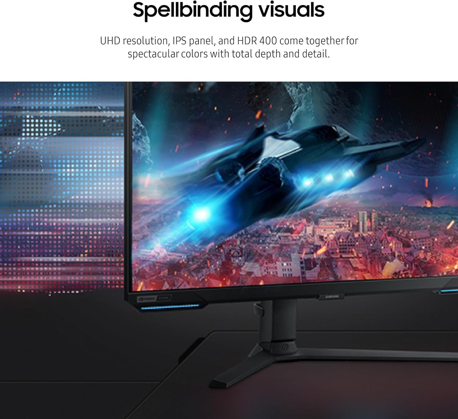 Samsung Odyssey 28-Inch UHD(3840 x 2160) Gaming Monitor | Built-in Speakers | HDR 400 144Hz 1ms | G-Sync and FreeSync Premium Pro Compatible | Wi-Fi 5 | Smart TV | Includes Remote Control