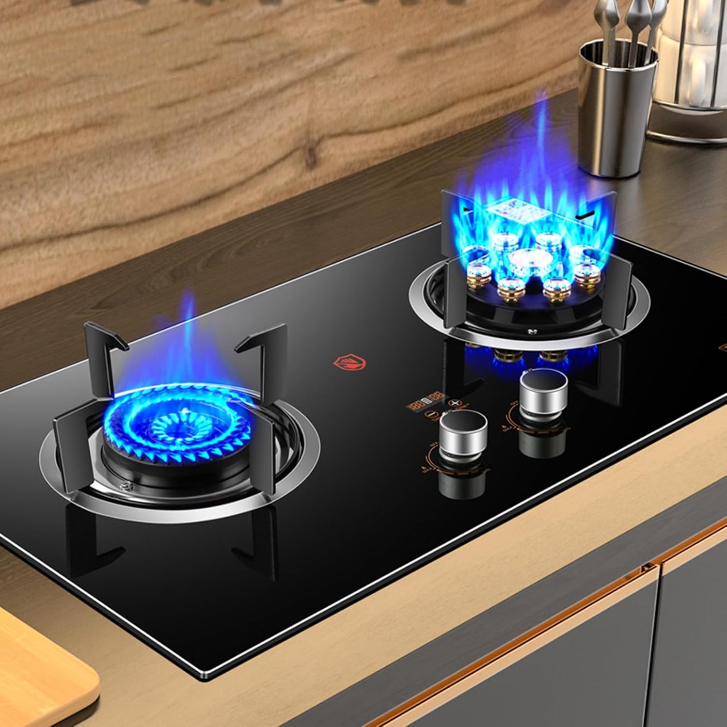Gas Stove 73CM, Built-in Gas Stove with 2 Burners, Timer (Independent On Both Sides), Accidental Flameout Protection Device, Suitable for Natural Gas/liquefied Petroleum Gas (Size : LPG)