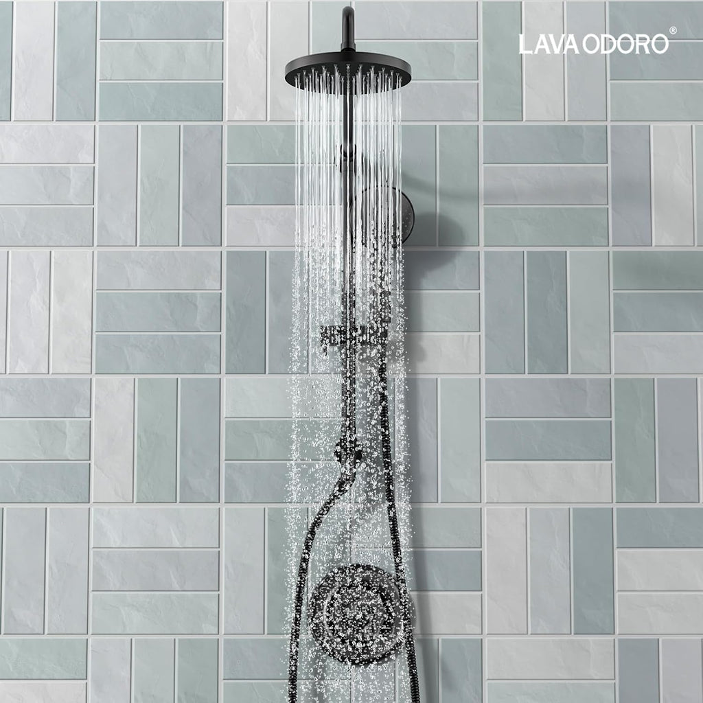Lava Odoro 5-Function Retrofit Shower System with Rain Showerhead and Handheld Spray Matte Black, 8'' Rain Shower Faucet, 2.5 GPM, SF101-MB