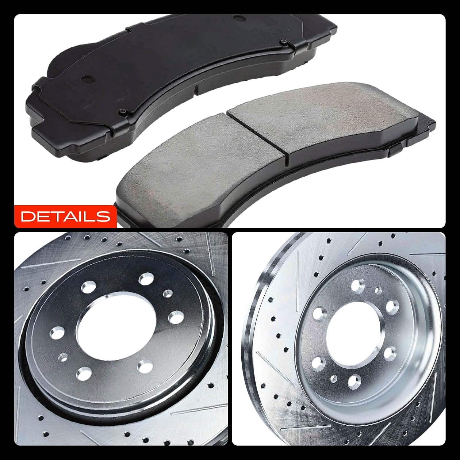 A-Premium Front & Rear Drilled and Slotted Disc Brake Rotors + Ceramic Pads Kit Compatible with Select Ford Models - For F-150 2012 2013 2014 2015 2016 2017 2018 2019 2020, 12-PC Set