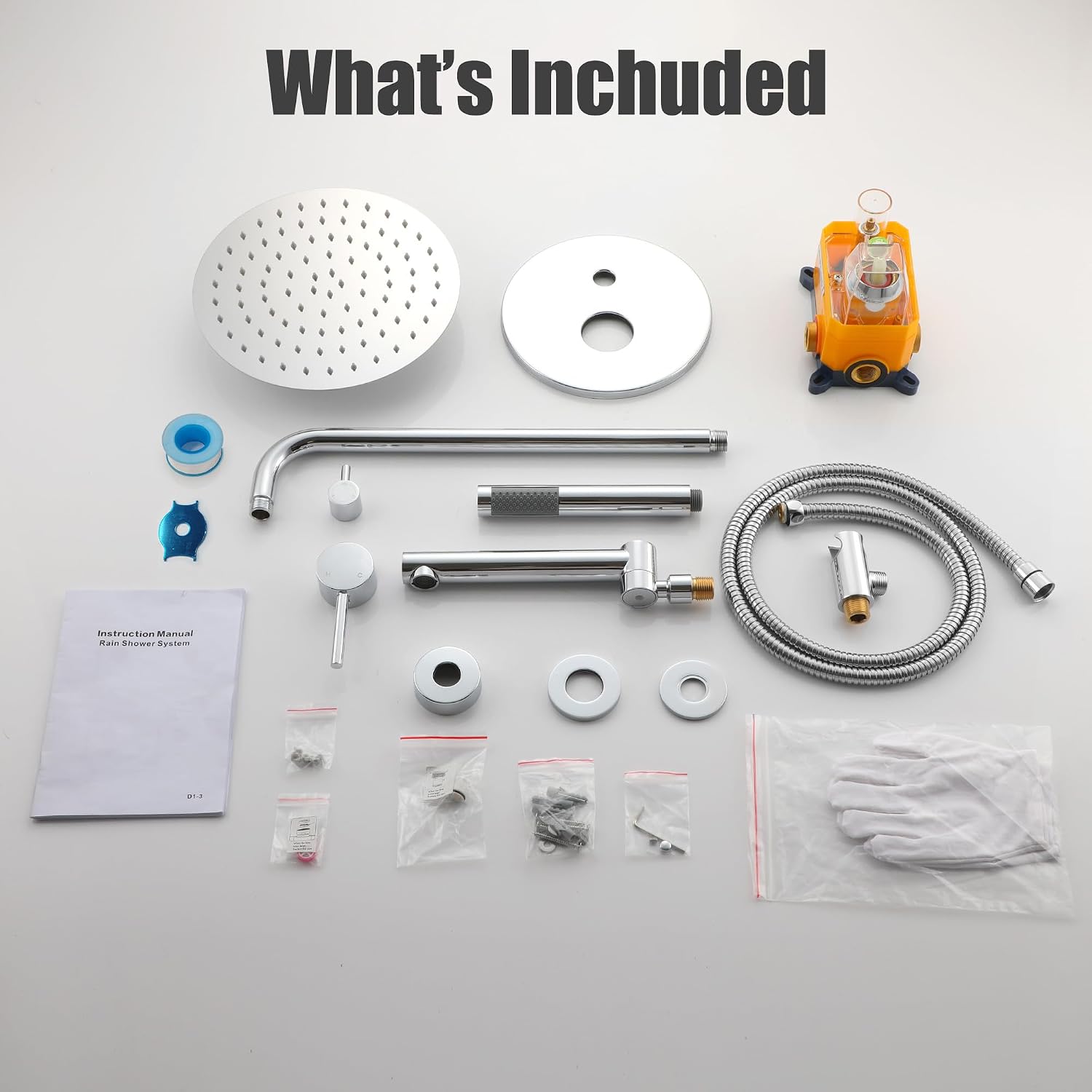MONDAWE Round Shower Faucets Sets Complete with Tub Spout, Wall Mounted Shower System 10 Inch Rainfall Shower Head with Handheld Combo, Chrome High Pressure Shower Faucet Set