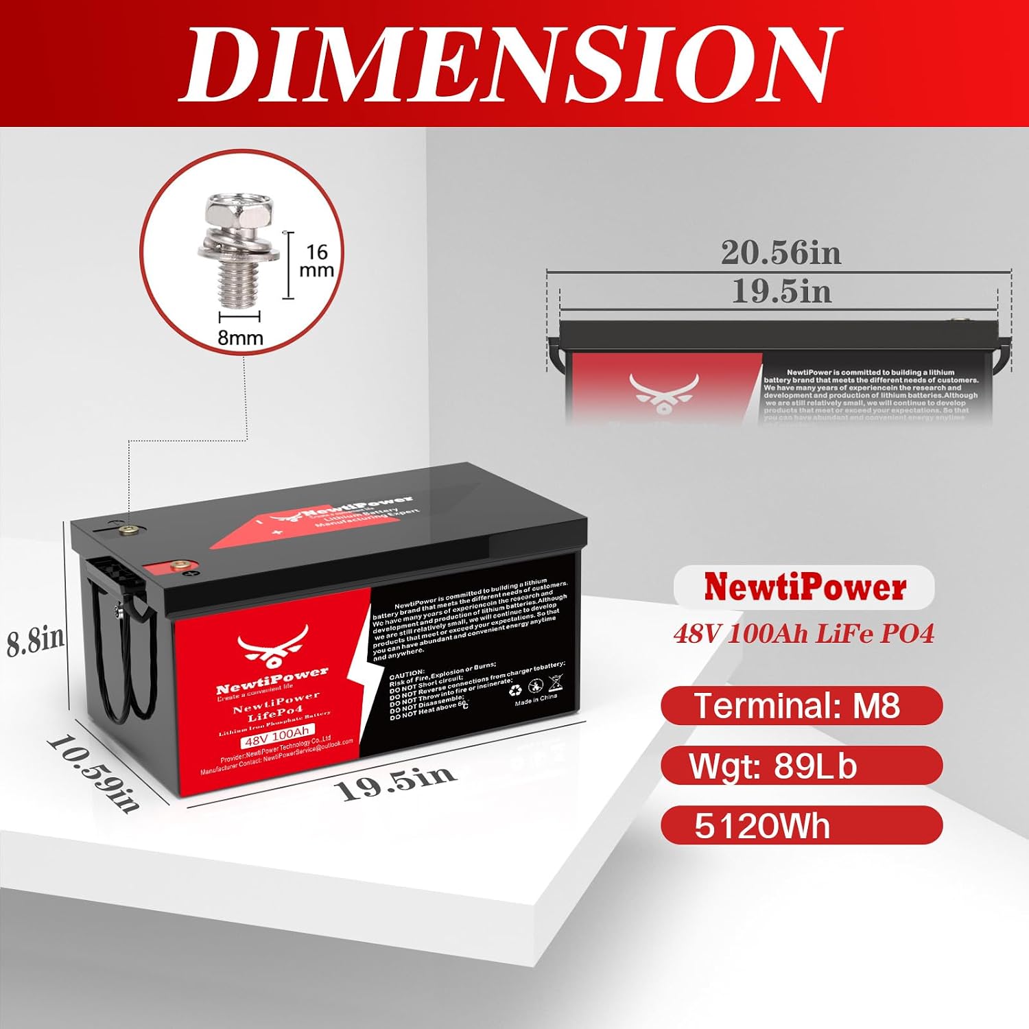 48V 100Ah Golf Cart LiFePO4 Battery with Charger&Monitor, 5120Wh Lithium Battery with 200A BMS, Up to 10000+ Rechargeable Cycles, Perfect for Golf Cart, Solar Power Storage (48V*100Ah)