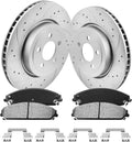 Brake Pads And Rotors Kit Compatible With 2006-2023 Dodge Charger, AWD 345mm(13.6in) Front Rotor and 320mm Vented Rear Rotor, Automotive Replacement Brake Kits Geomet Drilled And Slotted Rotors
