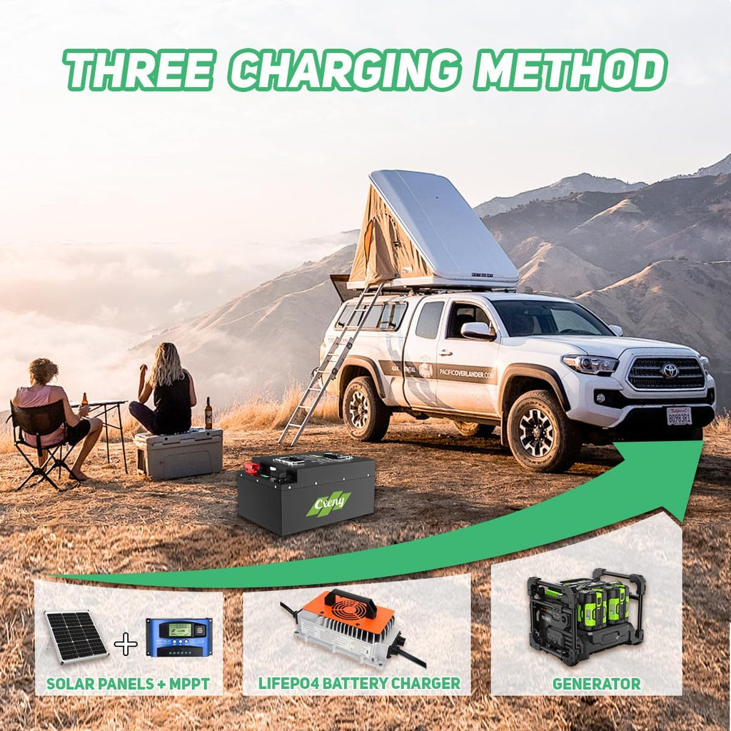 24V 200Ah Lithium Battery with 29.2V 45A LiFePO4 Charger, 5120Wh 25.6V LiFePO4 Battery, Built-in 200A BMS, Perfect for Solar System, RV, Home Backup Power, Off-Grid and Marine Applications